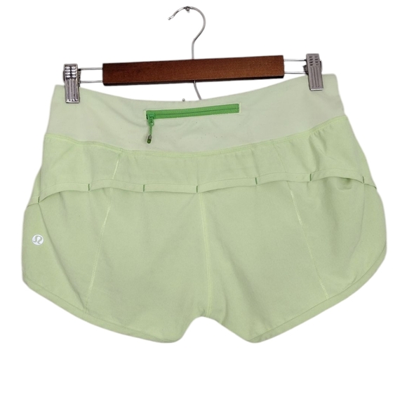 Lululemon Lime Green High-Rise Training Workout Running Athletic Shorts Sz 4 - Picture 2 of 16